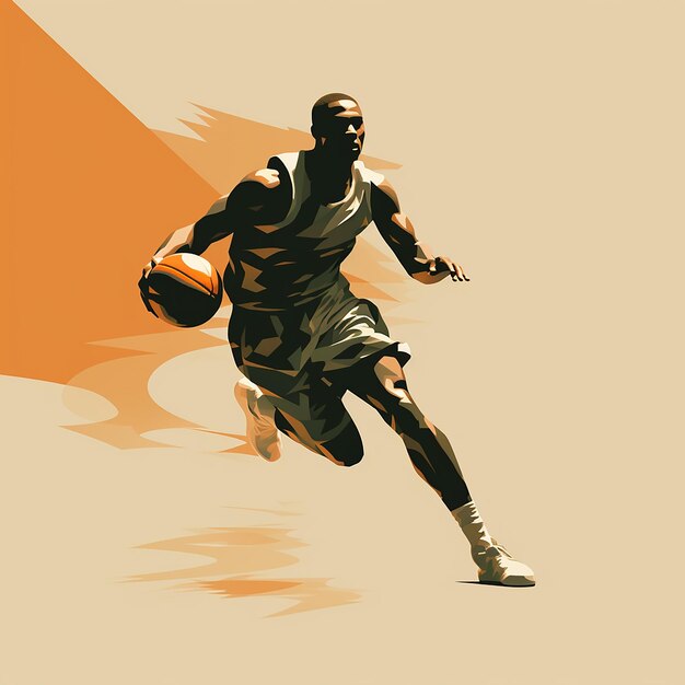 写真 バスケットボール選手のフラットデザインベクトルイラスト