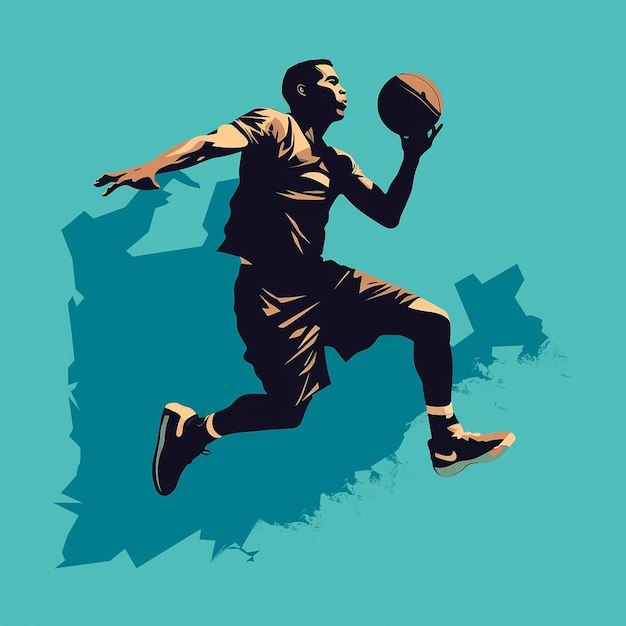 Foto man basketbalspeler plat ontwerp vector illustratie