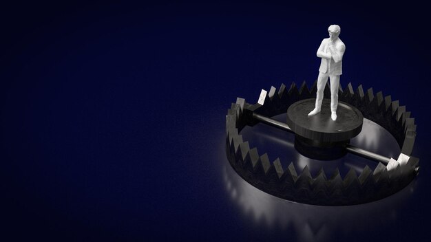 Man on Bear Trap for Business concept 3d rendering