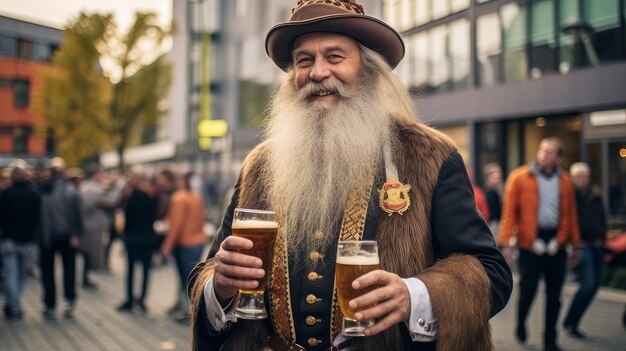 Foto man bier drinken op oktoberfest