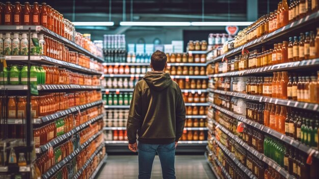 Man bij supermarkt