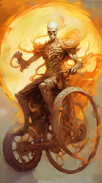 a man on a bike with a dragon on his back