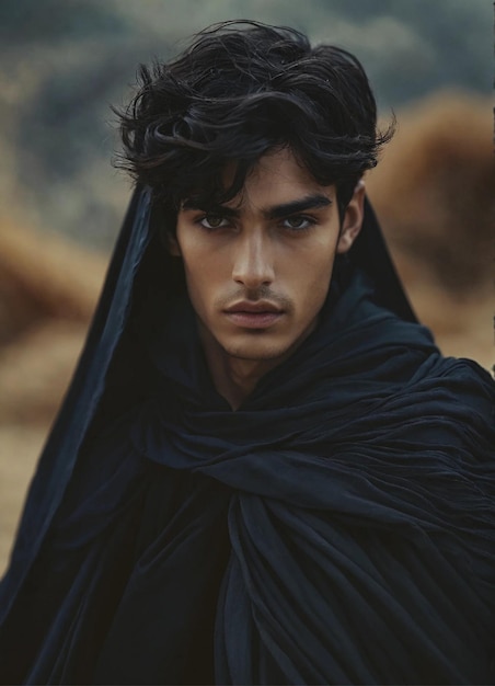 a man in a black cloak is wearing a black cape