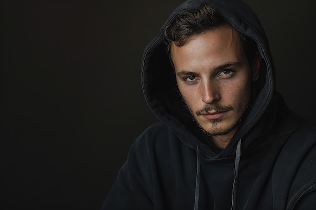 Man in Black Hoodie Looking at Camera