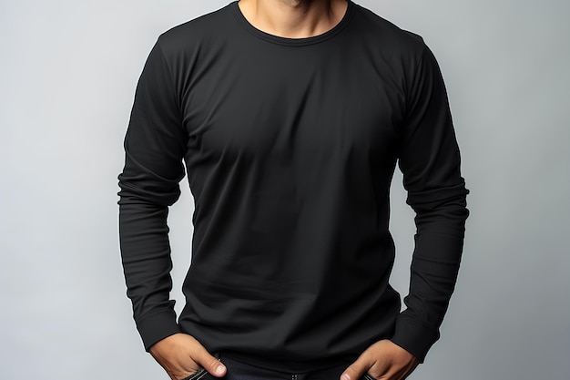 A man in a black long sleeve shirt posing to the camera