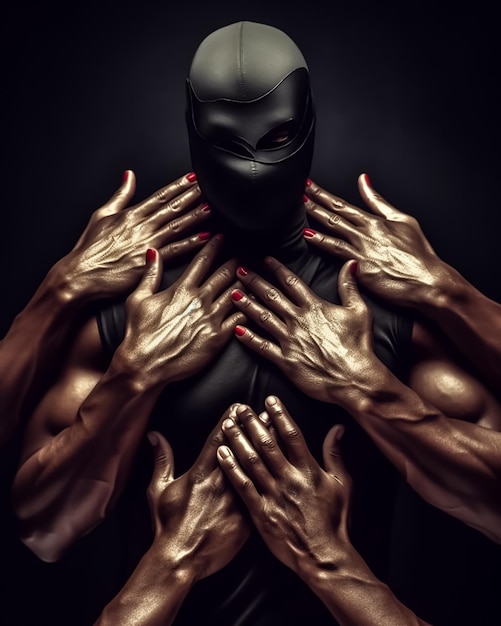 A man in a black mask with the word black on it