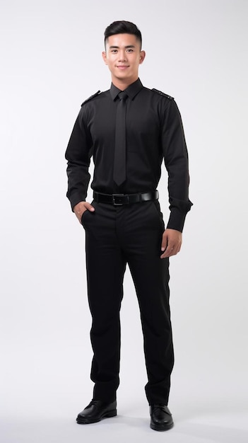 Photo a man in a black shirt and black pants