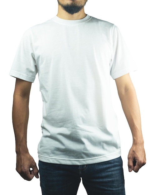 Premium Photo | Man in blank tshirt design mockup white background