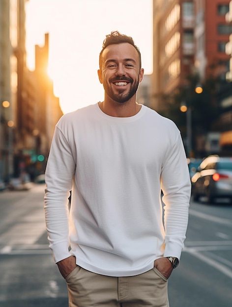 Man in blank white tshirt mockup