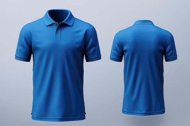 Man in blue polo mockup front and back view