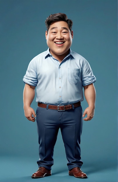 Photo a man in a blue shirt and brown pants