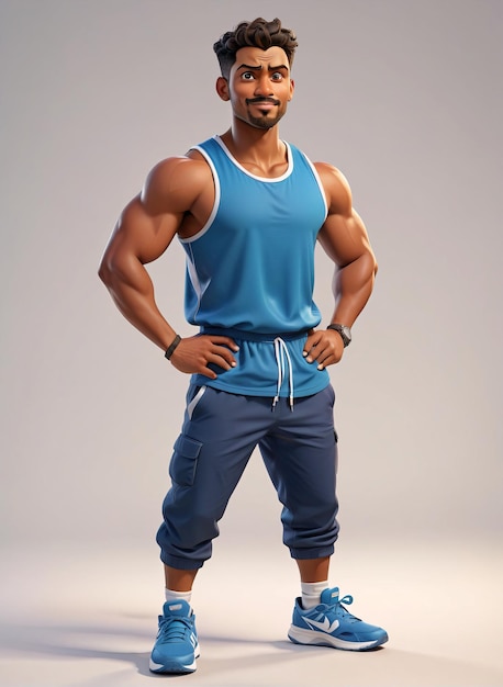 Photo a man in a blue tank top and shorts