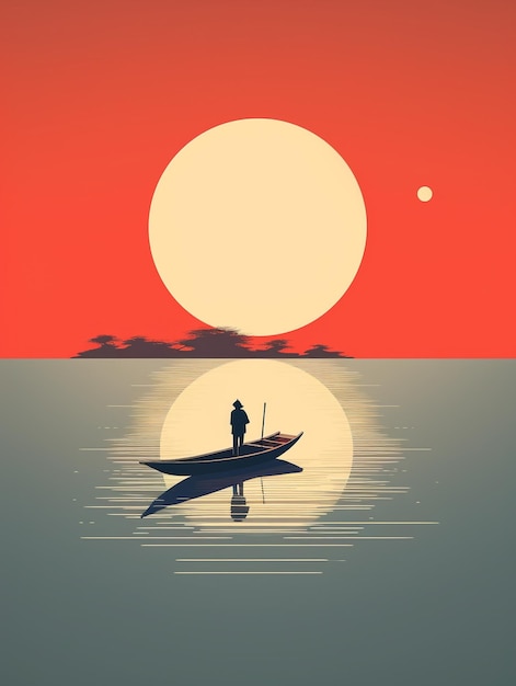 A man in boat illustration