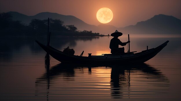 a man in boat illustration