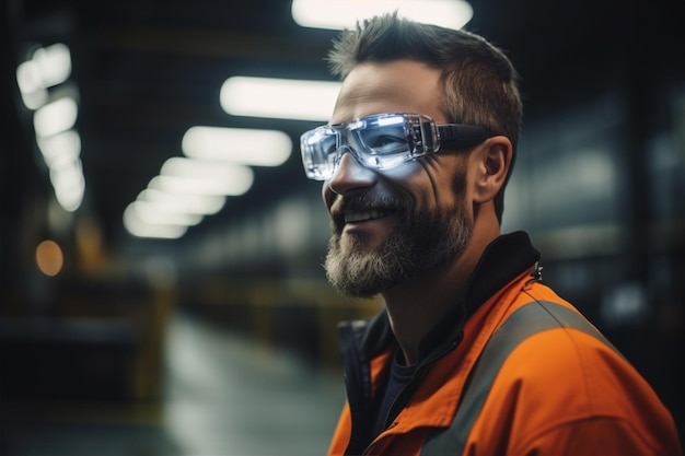 Man bouwer helm professionele technologie portret veiligheid één persoon werkende site manager fabriek industriële ingenieur glimlach