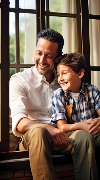 a man and a boy pose for a picture together