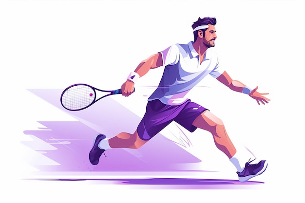 Man boy Tennis player flat design vector illustration