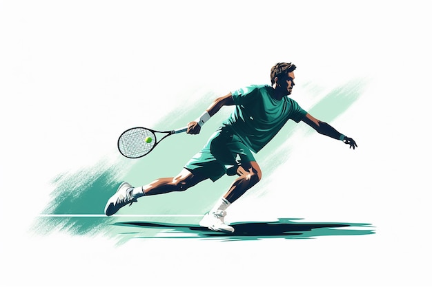 Man boy Tennis player flat design vector illustration