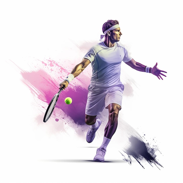 男の子テニスプレーヤー フラットデザインベクトルイラスト