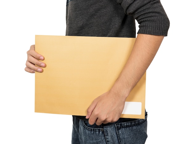 Man bring the brown envelope