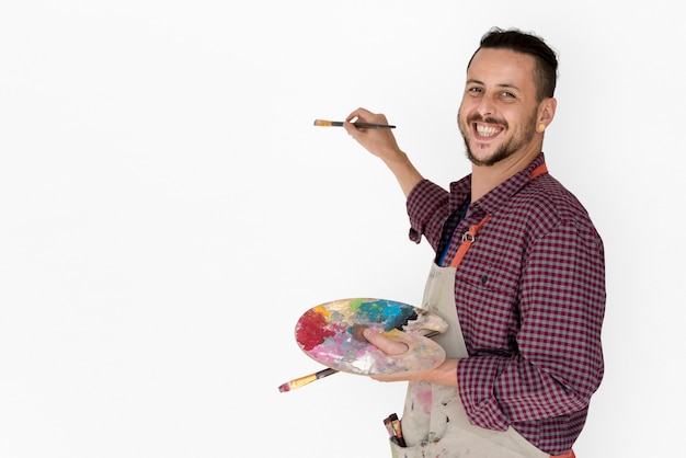 Ritratto dello studio di arti della tavolozza di colore del disegno di spazzola dell'uomo