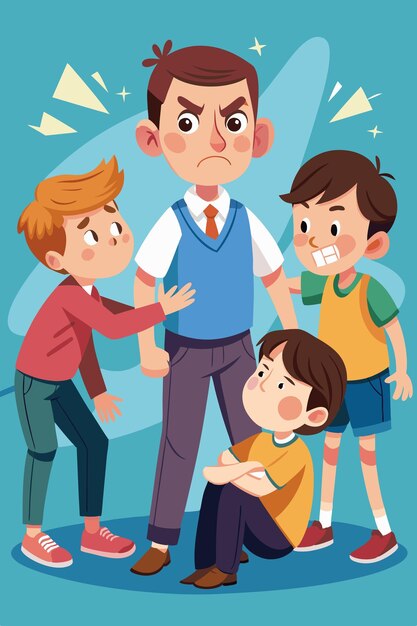Photo man bullied by other kids vector illustration
