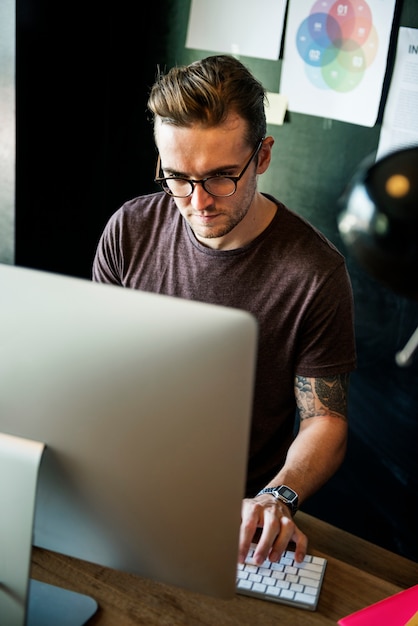 Man Busy Photographer Editing Home Office Concept