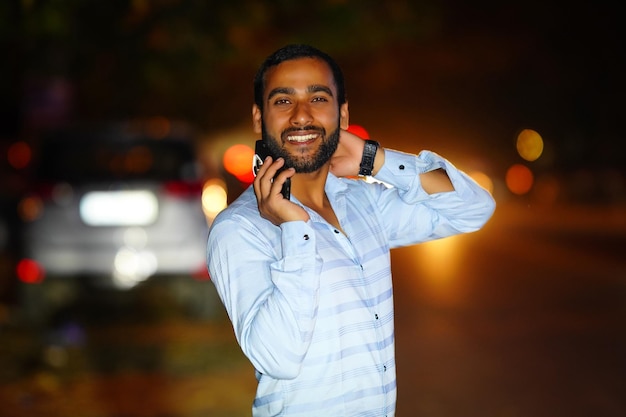 Man calling image happy face while calling