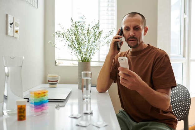 Man calling physician