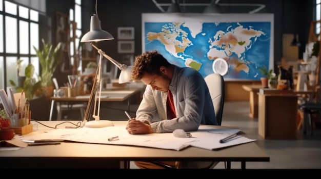 Man Captivated by the Writing Process