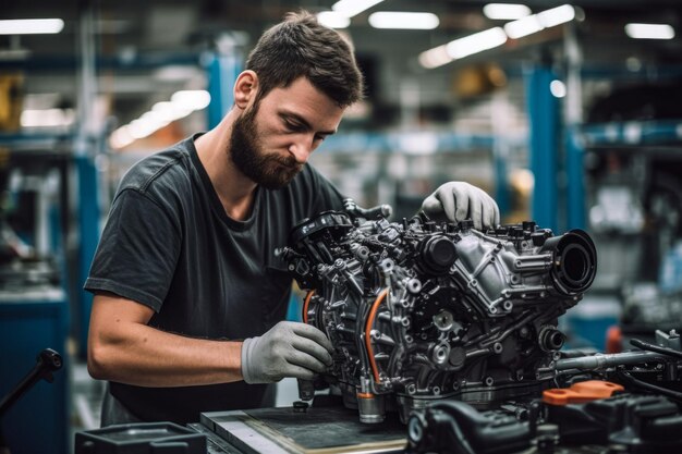 man at a car factory Generative AI