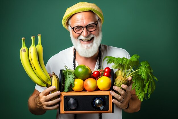 A man carrying a crate of fresh vegetables Generative Ai