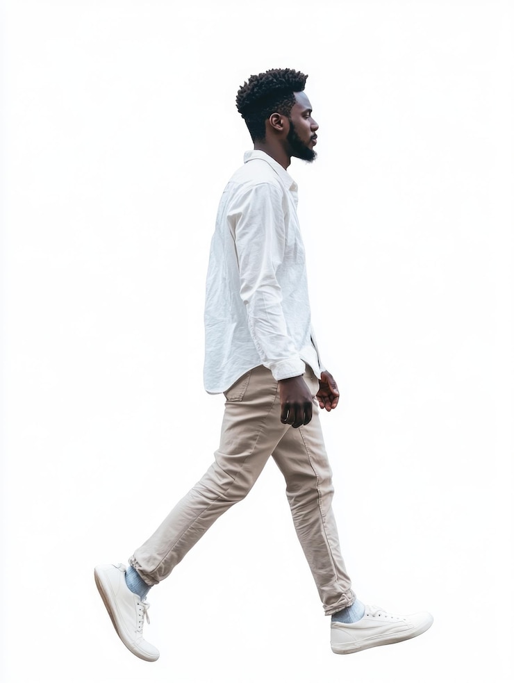 Photo man in casual clothing walking