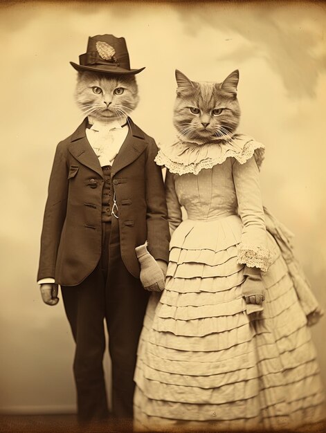 Photo a man and a cat are standing next to each other