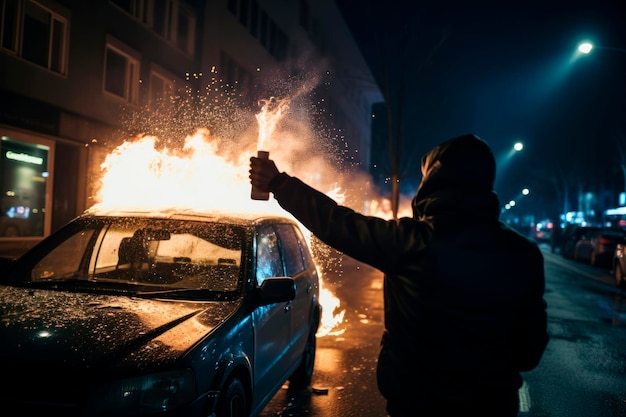 Photo man causing riots in the city