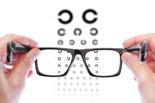 Man Checking Vision With New Glasses