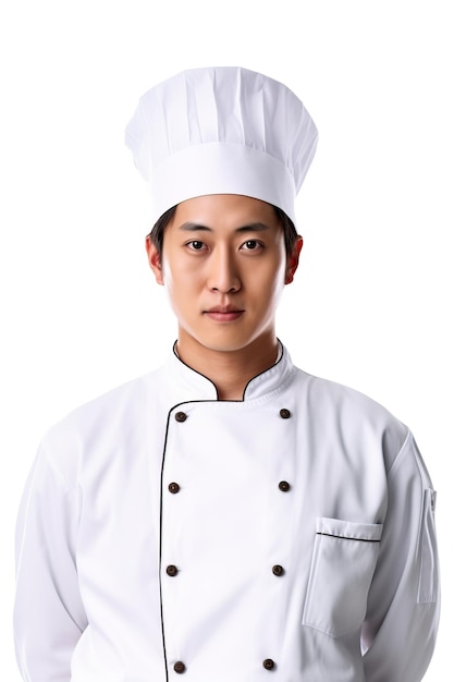 A man in a chef's hat with the word chef on it