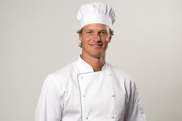 a man in a chefs hat poses for a photo