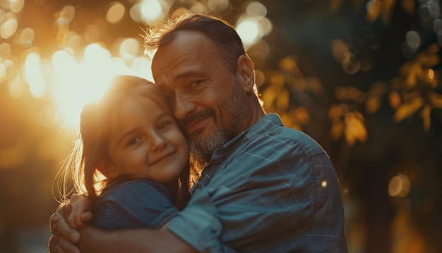 a man and a child are holding their arms together one of them is holding a child