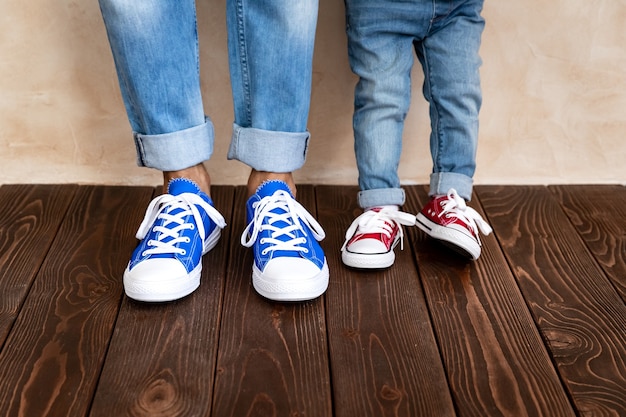 Man and child at home. Father and son having fun together.