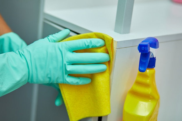 Man cleaning home