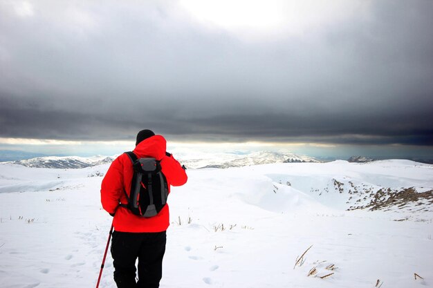 A man climbing Winter sports