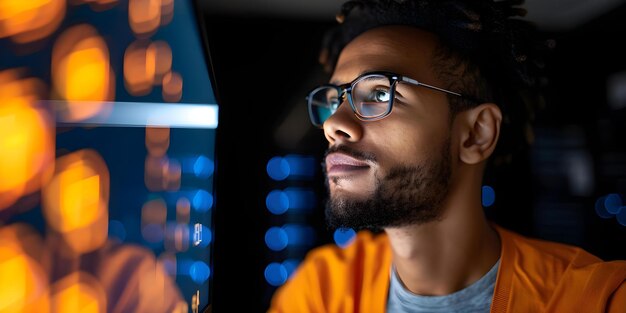 a man coding at a computer for software development or cybersecurity concept technology coding software development cybersecurity it