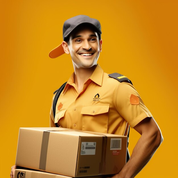 Man courier smile pon yellow black friday event