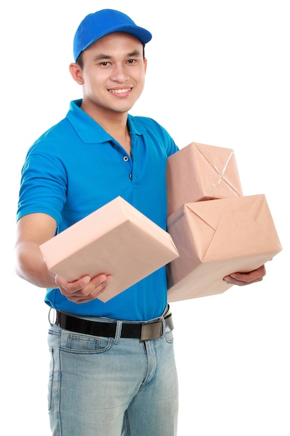 Man courier with packages