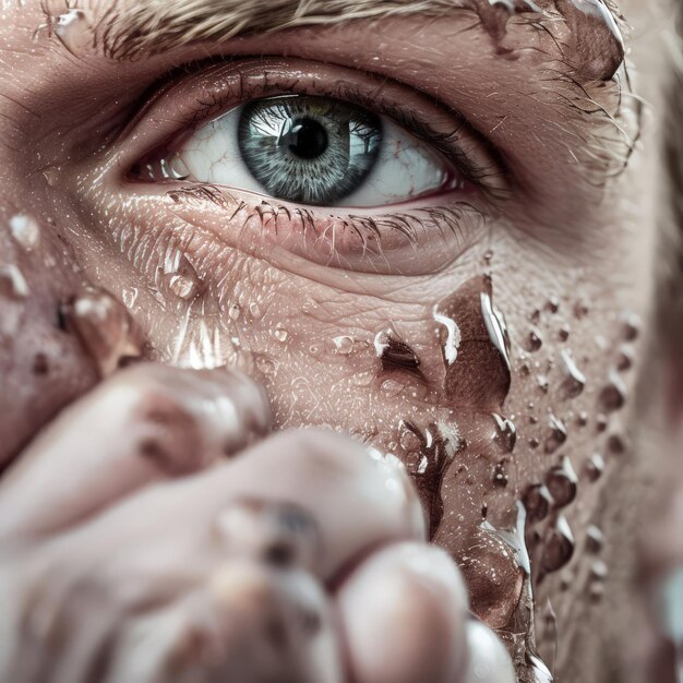 Photo man covered face of waterman covered face of water