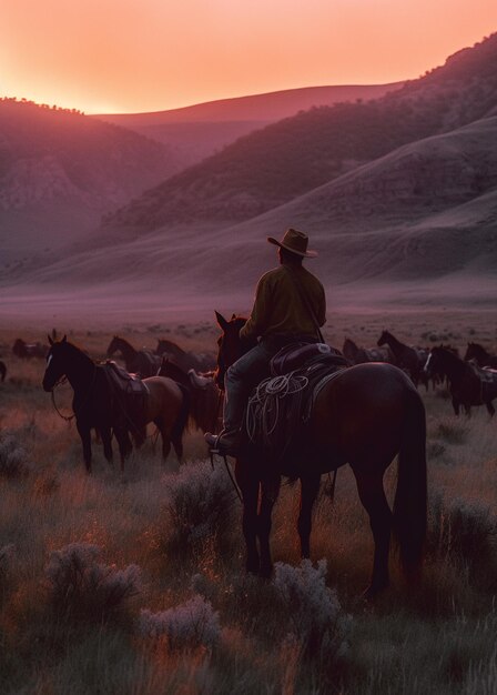 Photo a man in a cowboy hat