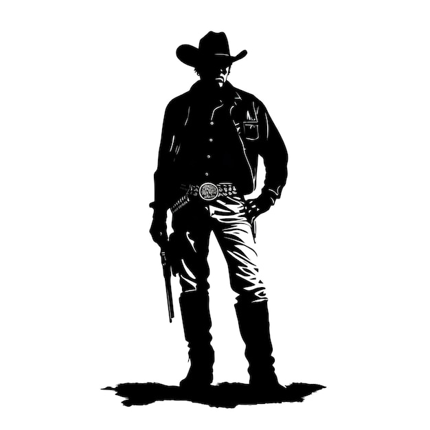 Мужчина в ковбойском костюме держит пистолет Генерирующее изображение AI