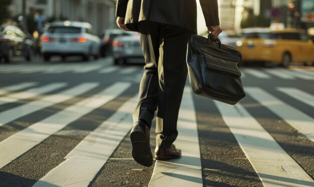 Man Crossing Street With Briefcase