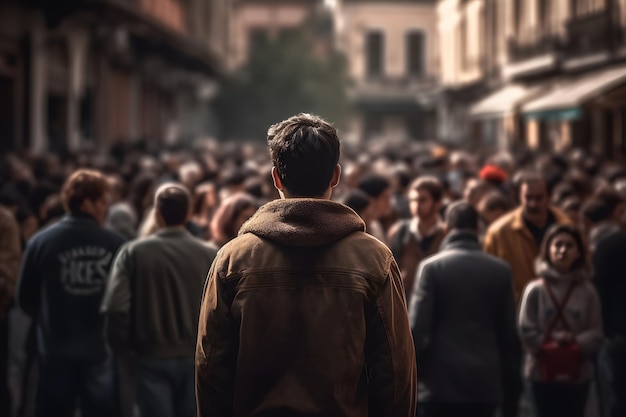 Man in the crowd Neural network AI generated